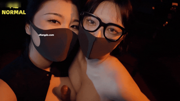 NINA妈妈和miya的双女寸止挑战，看姐姐被阳具抽插的小穴跟着节拍器撸动肉棒，滴落的淫水一起射精-1.gif